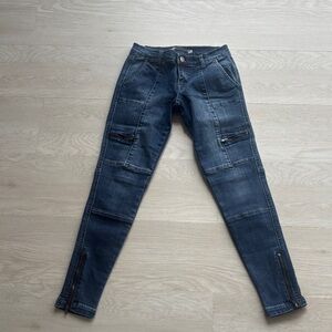 Tractr Kids' Dark Blue Cargo Jeans with Zippers